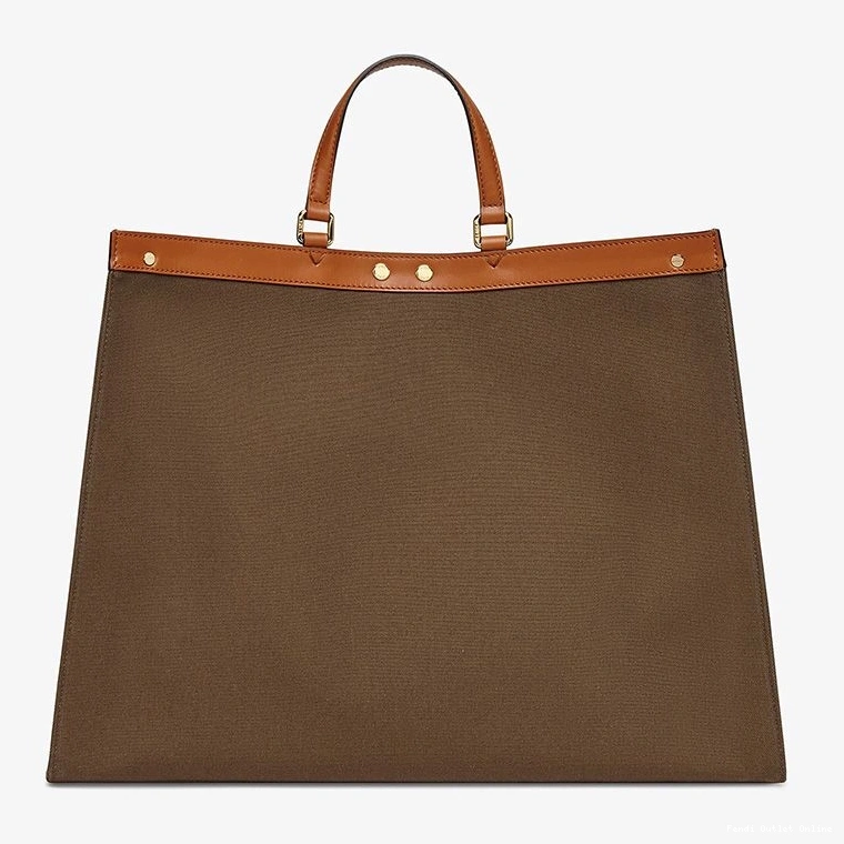 Cheap In X-Tote Peekaboo Medium Canvas Fendi Logo ROMA Brown 0813